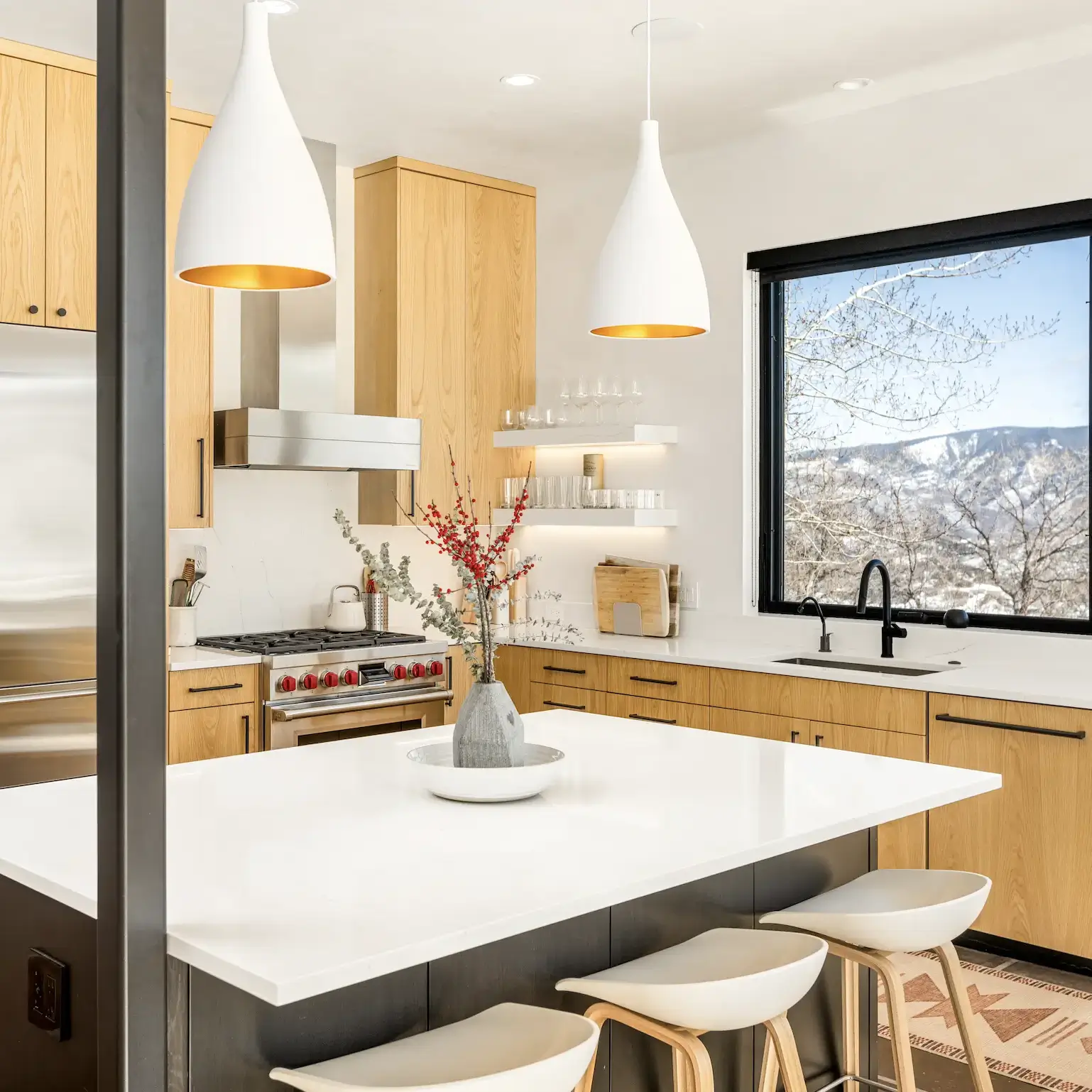 Custom-kitchen-remodeling-in-Snowmass Village-luxury-residence-open-concept-island-wood-beams-mountain-living-design